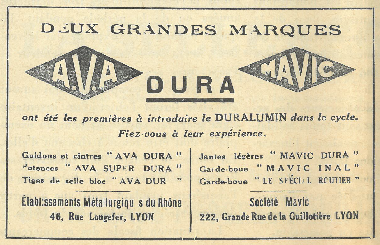 publicité commune marque AVA et MAVIC - 1935