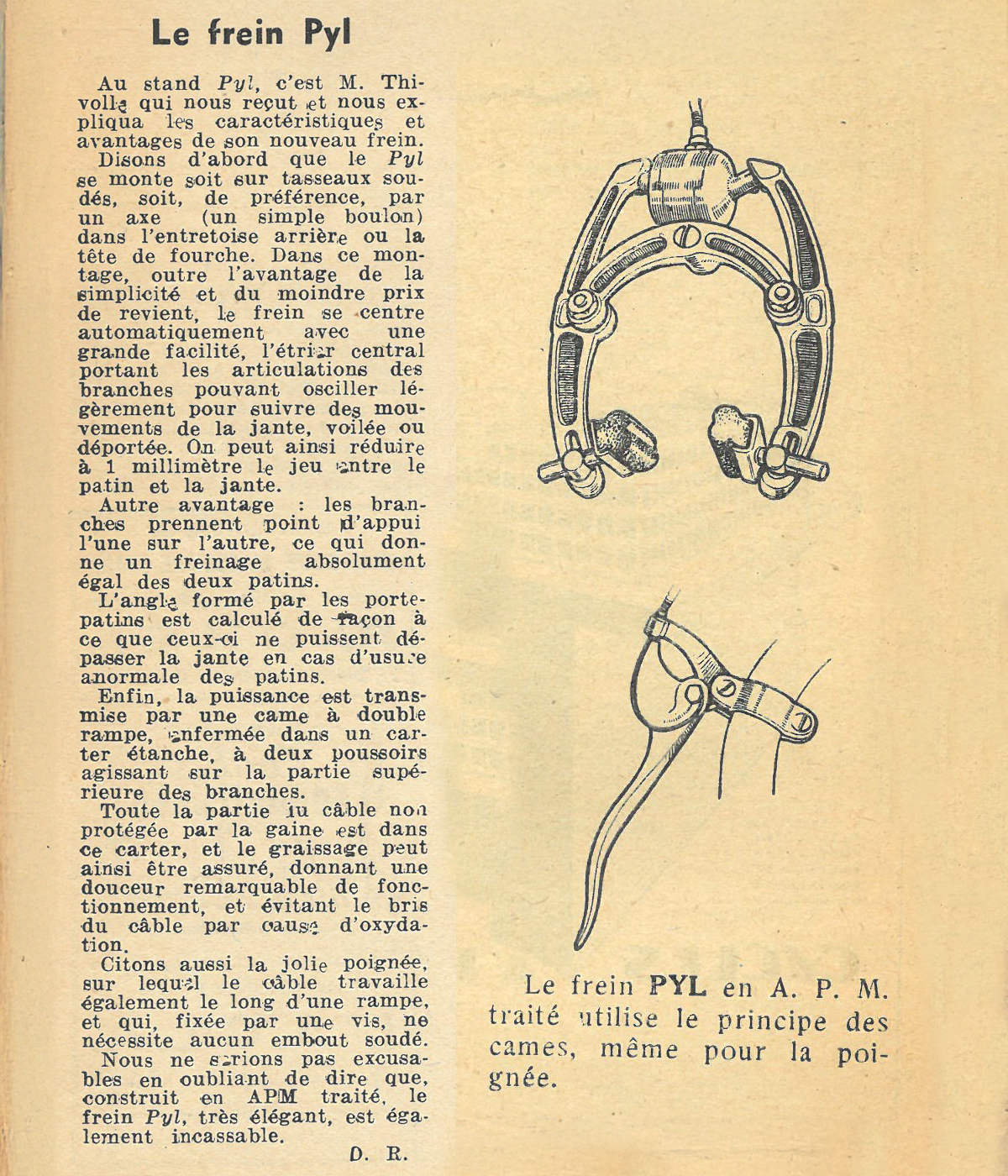 article poignées et freins PYL - 1946