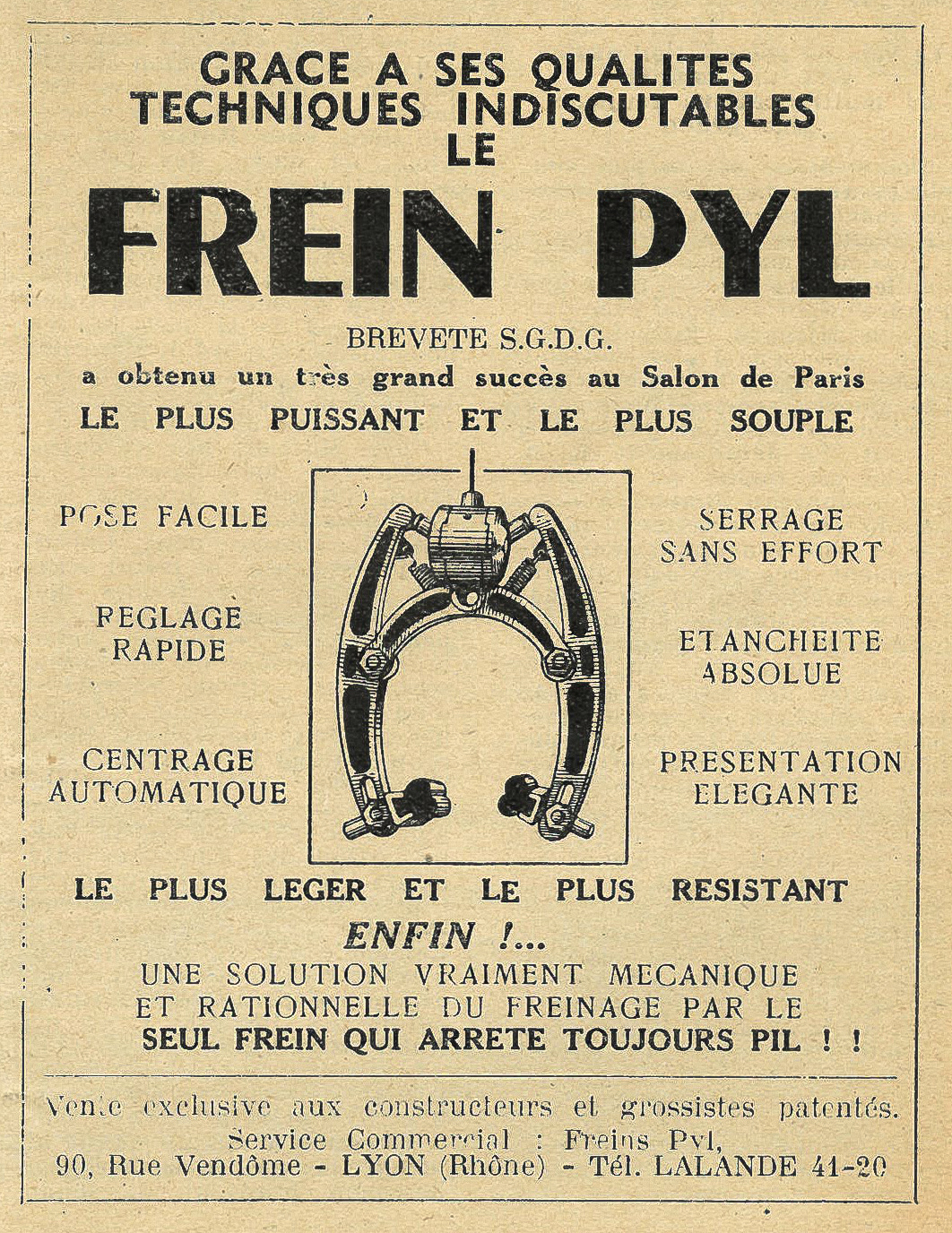 1946 PUBLICITÉ FREINS PYL