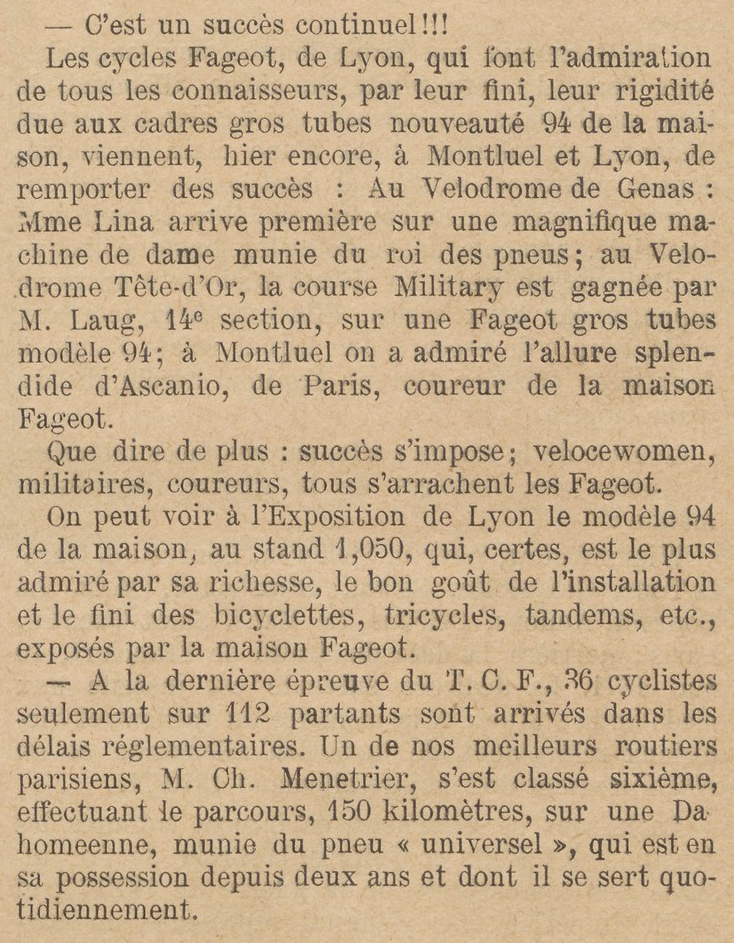 article FAGEOT - 1894