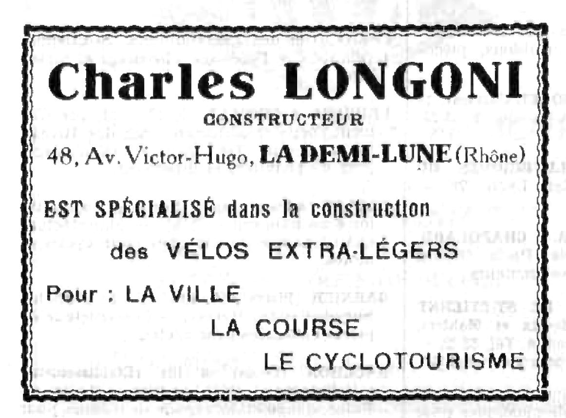 Charles Longoni publicité revue industrie du cycle et de la moto de saint-étienne